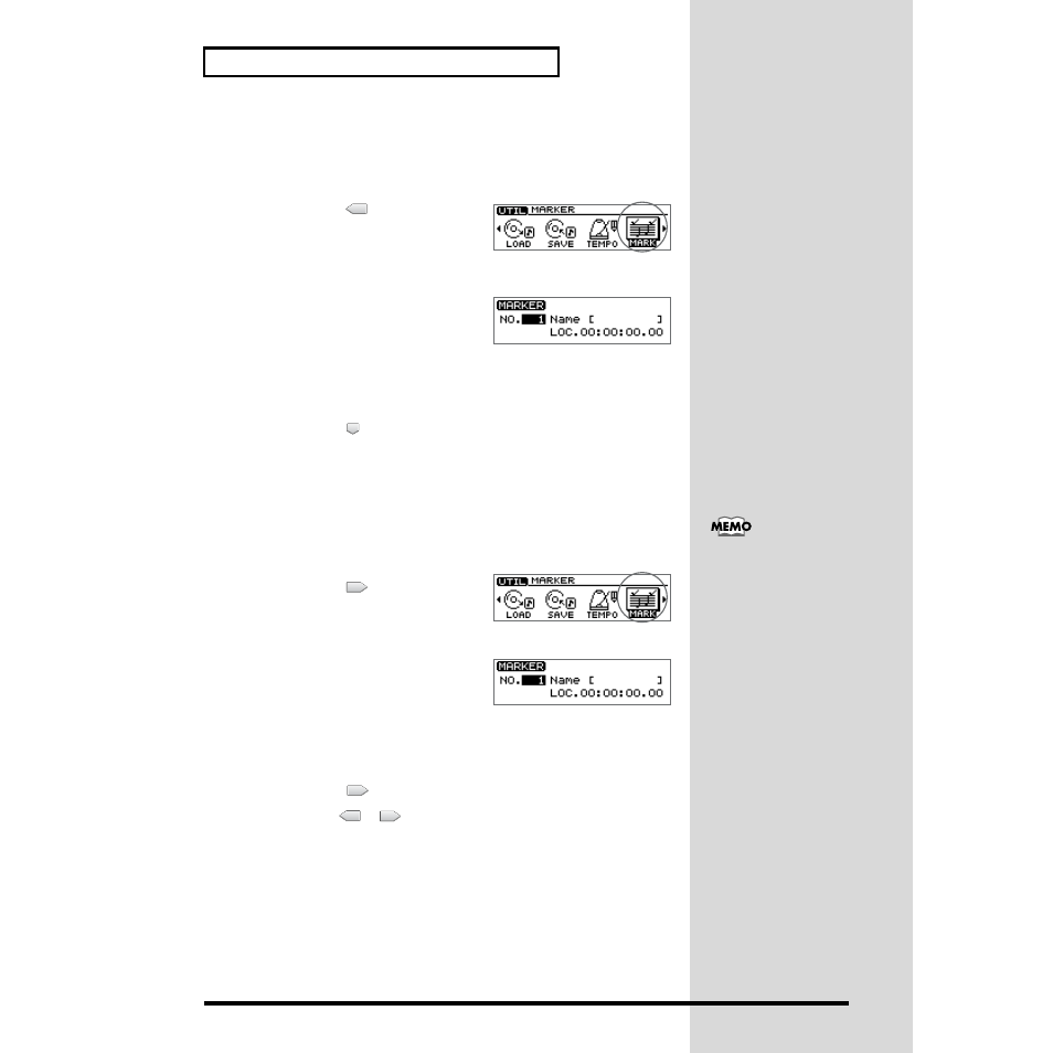 Changing the location of a marker, Naming a marker, Changing the location of a marker naming a marker | Roland CDX-1 User Manual | Page 130 / 252