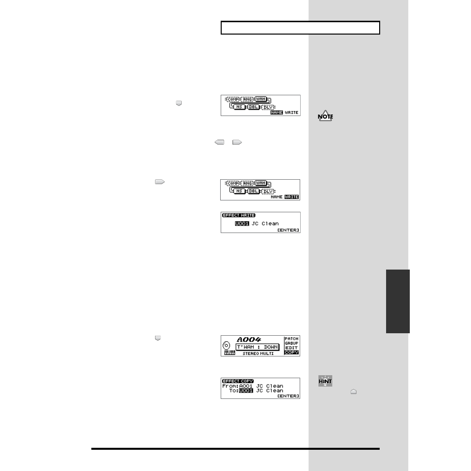 Saving insert effect settings, Copying a patch to create a new patch | Roland CDX-1 User Manual | Page 143 / 252