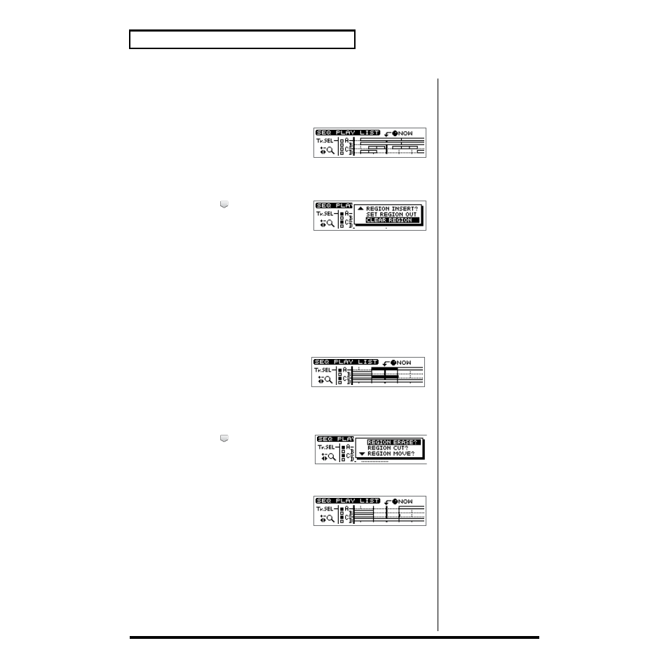 Canceling an editing region, Editing the specified region, Erasing segments—erase | Roland CDX-1 User Manual | Page 238 / 252