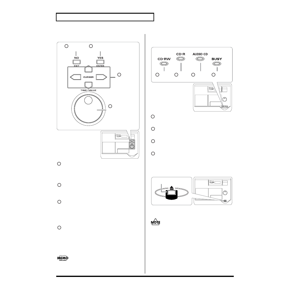 Control section, Cd-rw/cd-r/audio cd indicator section, Eject button | Roland CDX-1 User Manual | Page 28 / 252