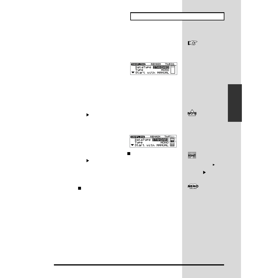 57 recording a sound to a pad—sampling | Roland CDX-1 User Manual | Page 57 / 252