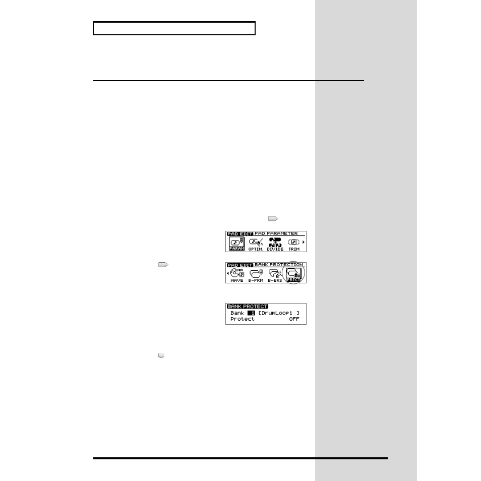 Protecting/unprotecting a pad bank, Preventing accidental erasure of pads—bank protect | Roland CDX-1 User Manual | Page 66 / 252