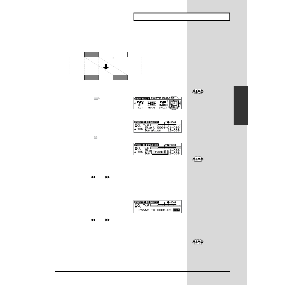Pasting a phrase at a different location—paste | Roland CDX-1 User Manual | Page 99 / 252