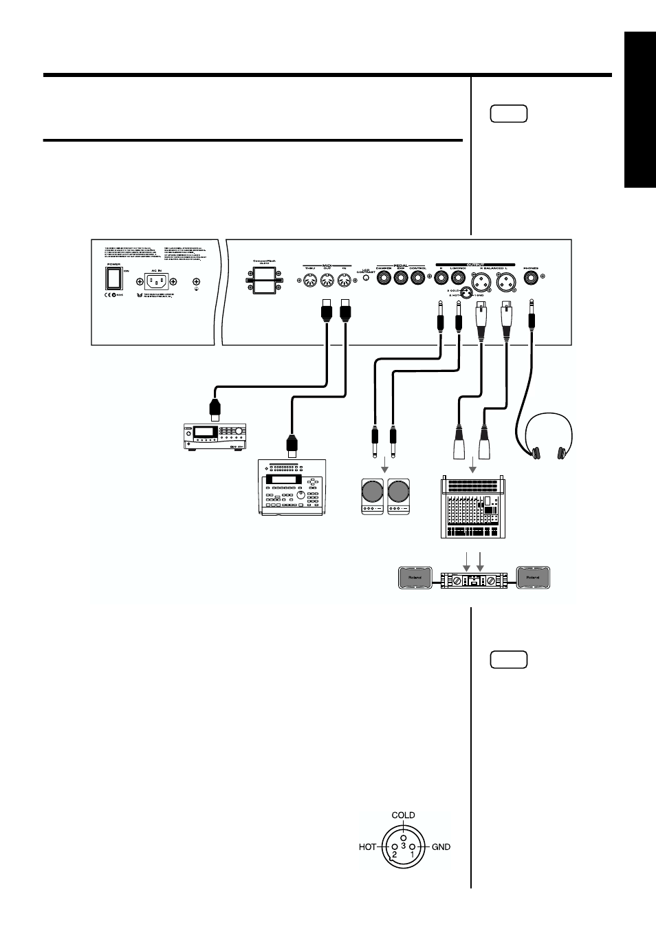 Connecting the vr-760 to external equipment, Mono jack (p. 17), P. 17) | Roland VR-760 User Manual | Page 17 / 120