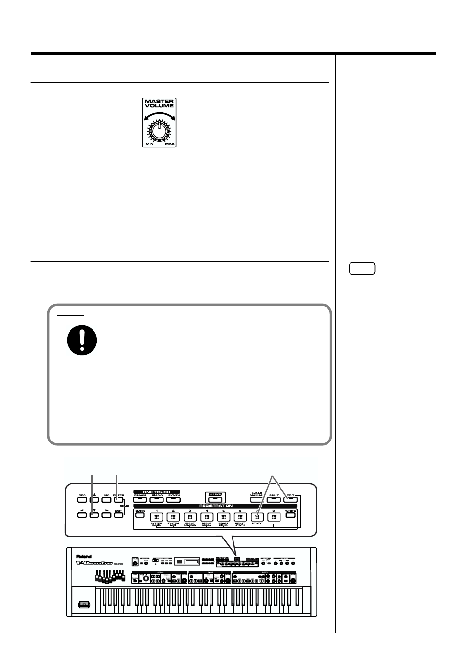 Adjusting the volume, Restoring the factory settings (factory reset), Adjust the overall volume (p. 20) | Roland VR-760 User Manual | Page 20 / 120