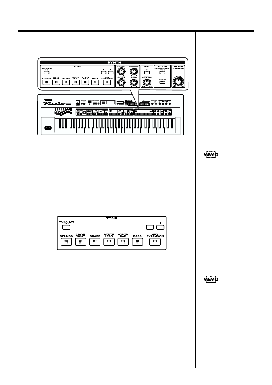 Basic operation of the synth part, The “tones” that change the synth tone, Selecting wave expansion board tones | Green (p. 46), P. 46) | Roland VR-760 User Manual | Page 46 / 120