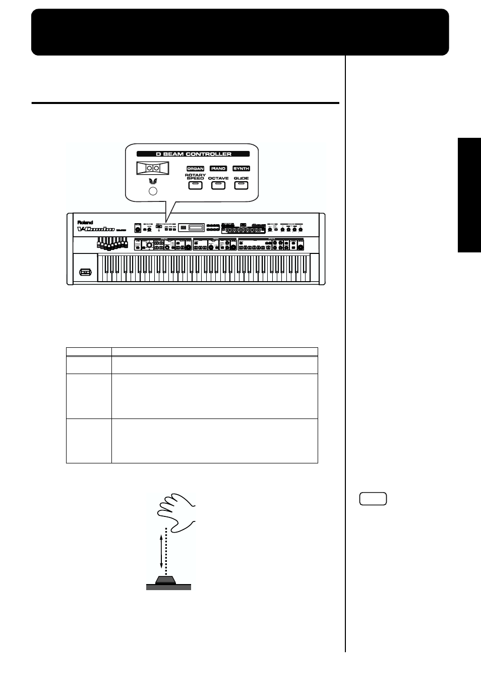 Using the advanced functions, The d beam controller (p. 49), Details, refer to | Using the, D beam controller to, Produce common, Effects, P. 49) and | Roland VR-760 User Manual | Page 49 / 120