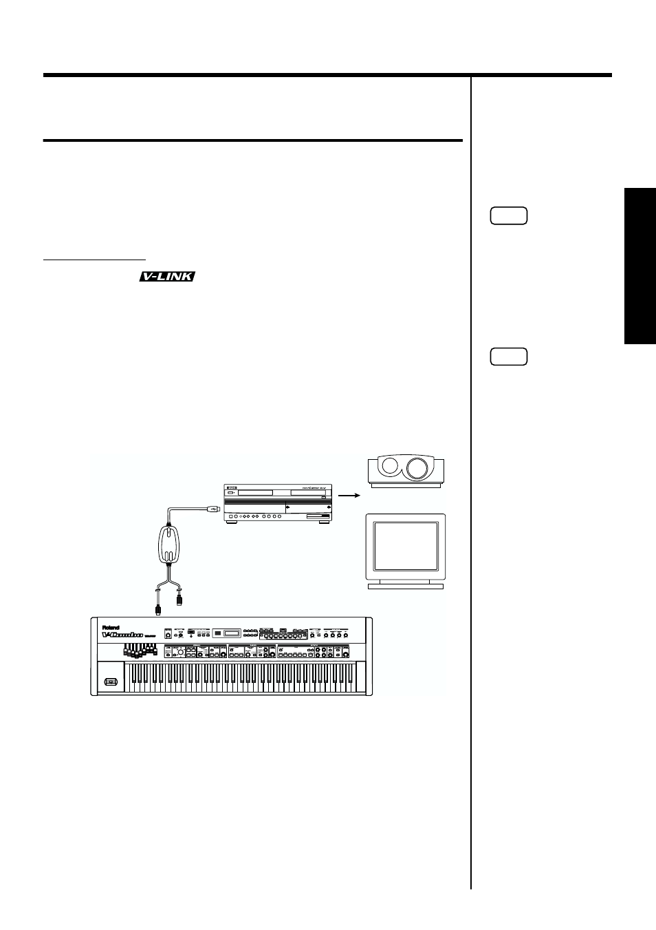 Controlling an external video device (v-link), Connection example (using the dv-7pr), Switches the v-link on/off (p. 61) | Roland VR-760 User Manual | Page 61 / 120