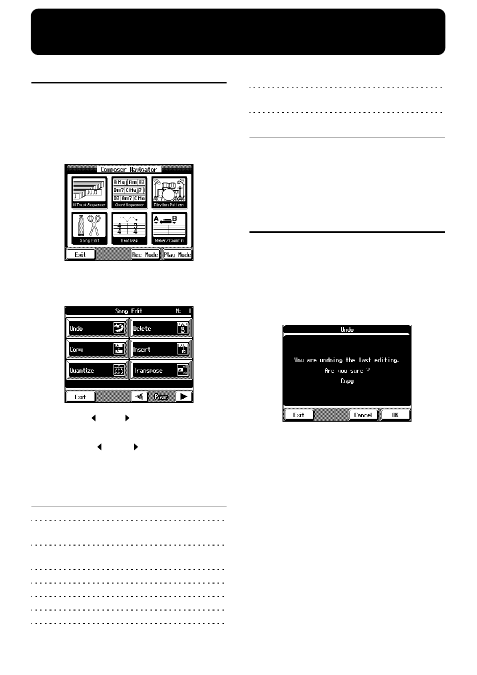 Chapter 6 editing functions, Choosing an editing function, Canceling an edit | Choosing an editing function canceling an edit, P. 124) | Roland KF-90 User Manual | Page 124 / 196