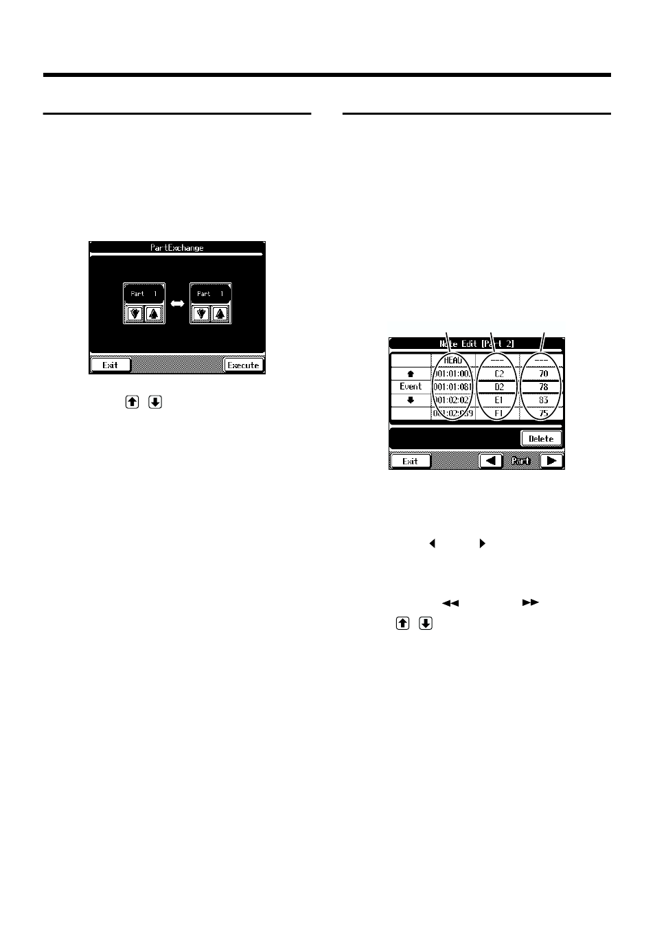 Exchanging parts, Correcting notes one by one, Exchanging parts correcting notes one by one | P. 130), Time (p. 130), 130 chapter 6 editing functions | Roland KF-90 User Manual | Page 130 / 196