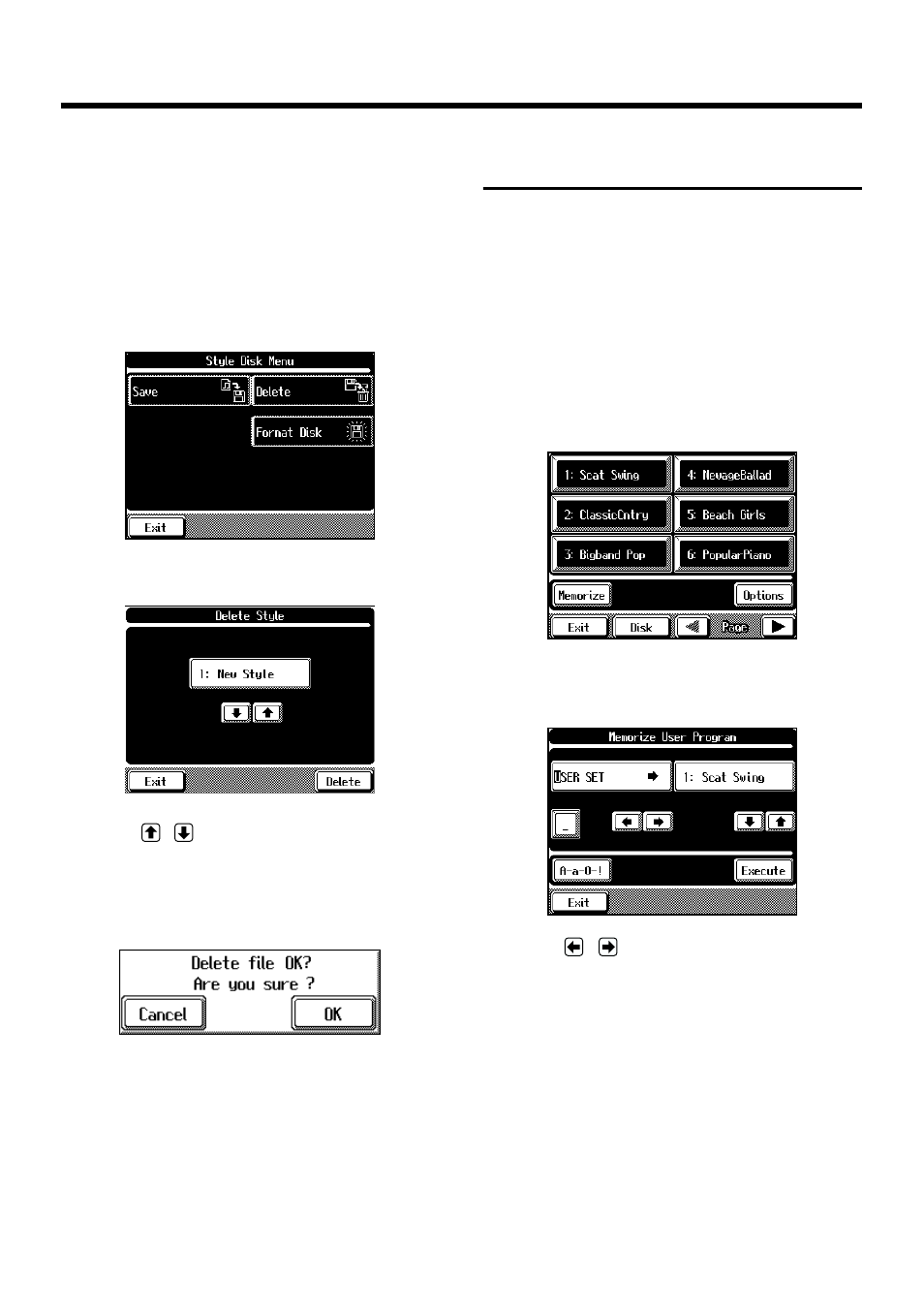 Deleting a user style saved on floppy disk, Storing the panel settings (user program), 138 chapter 7 using other functions | Roland KF-90 User Manual | Page 138 / 196