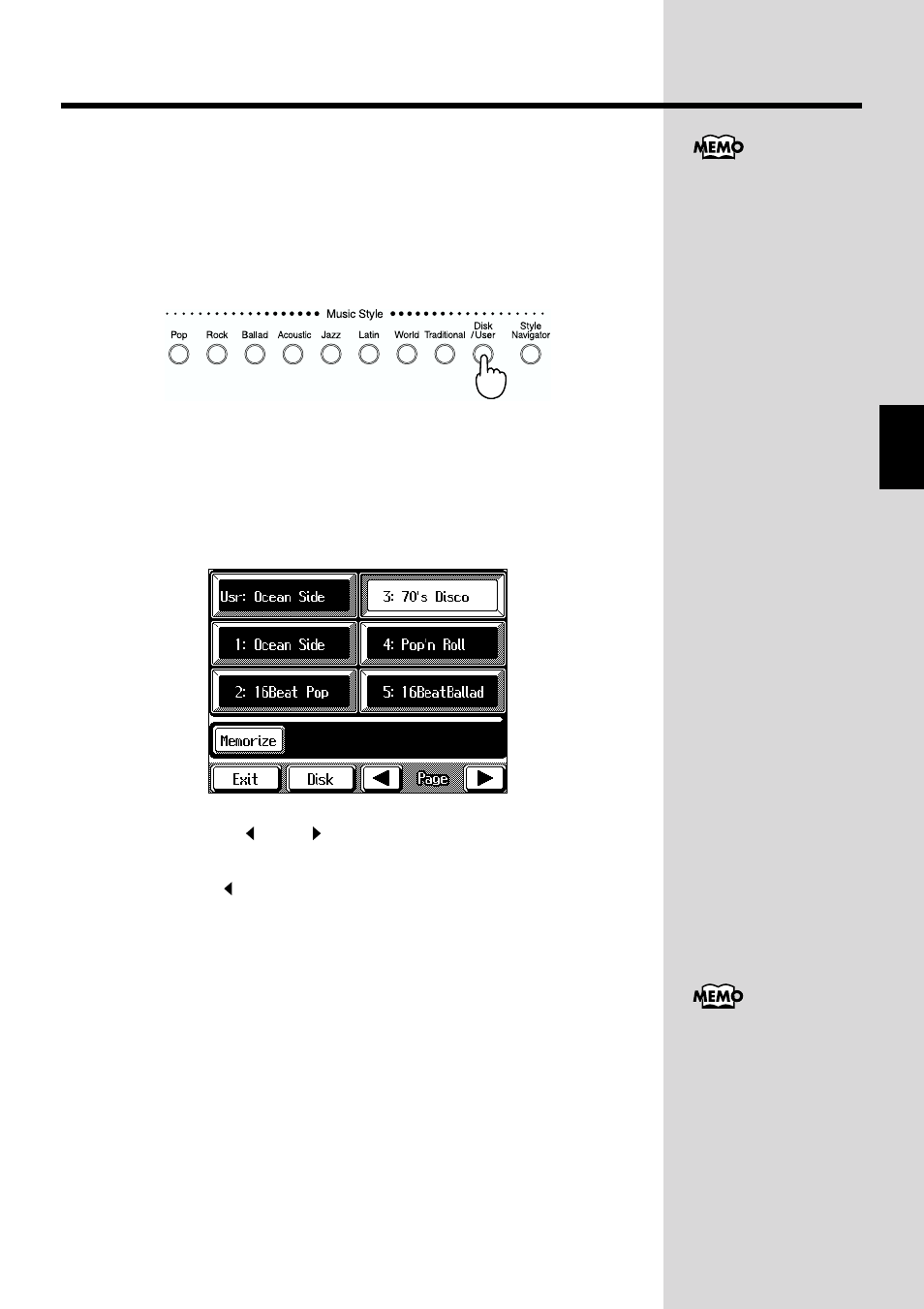 Choosing a music style from data disk | Roland KF-90 User Manual | Page 71 / 196