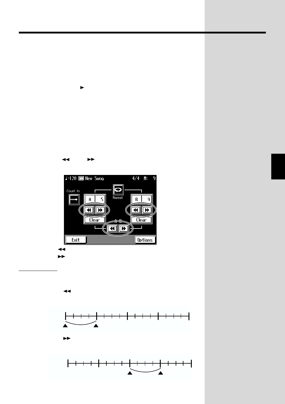 Playback from a marker location, Moving a marker, Playback from a marker location moving a marker | 91 chapter 3 some handy features, Moving <a-b | Roland KF-90 User Manual | Page 91 / 196