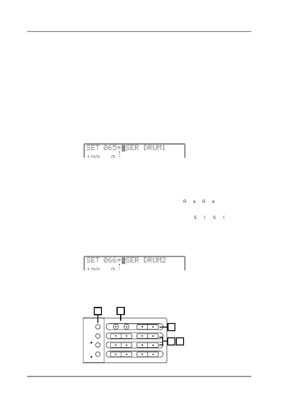 Saving a drum set you created (user drum), Set 100 0, 065*ˇser drum1 | 066*ˇser drum2, Naming a user drum set | Roland SC-88 Pro User Manual | Page 104 / 216