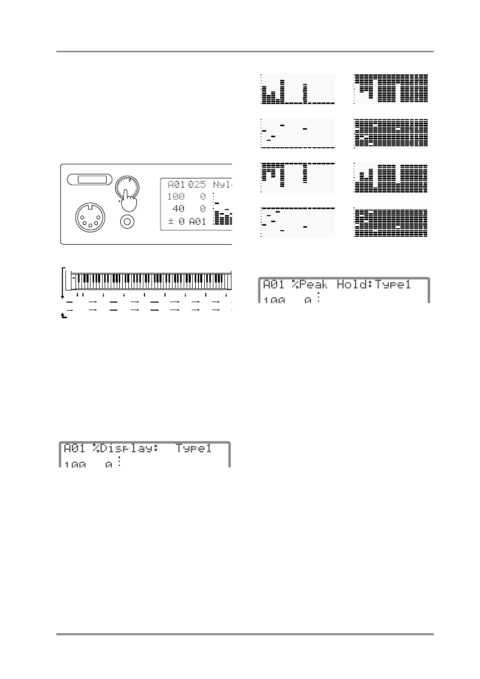 Display: type1, Peak hold:type1, How each system parameter works | Prevw velo (preview velocity): 0 — 127, Display (display type): type1 — type8, Peak hold: off/type1 — type3 | Roland SC-88 Pro User Manual | Page 39 / 216
