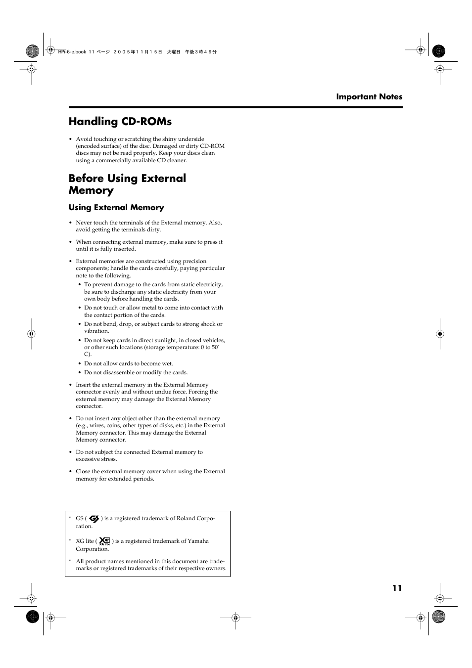 Handling cd-roms | Roland HPi-6 User Manual | Page 11 / 124