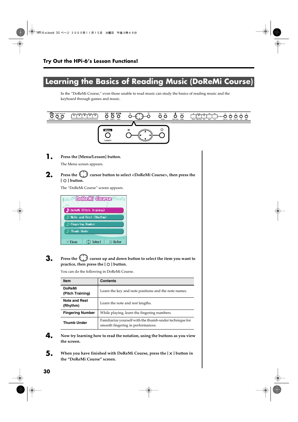 Functions (p. 30–p. 37) | Roland HPi-6 User Manual | Page 30 / 124