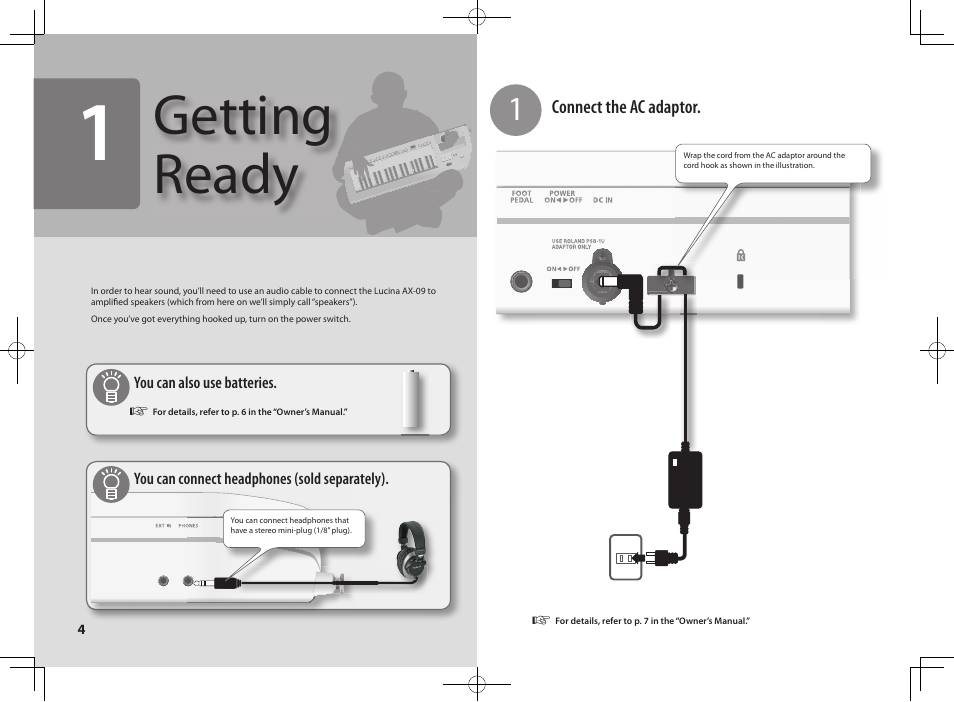 Getting ready | Roland Lucina AX-09 User Manual | Page 4 / 12