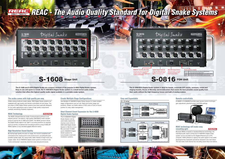 S-0816, S-1608, Foh unit | Stage unit | Roland S-0816 User Manual | Page 2 / 2