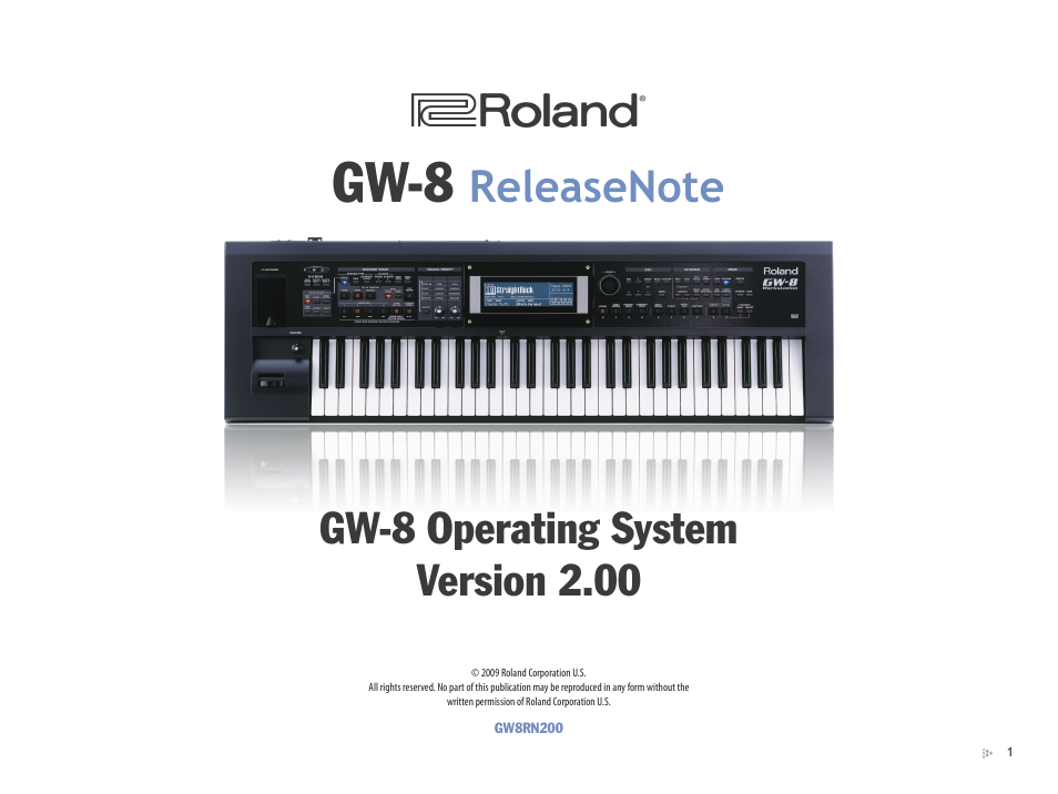 Roland GW-8 ReleaseNote 2 User Manual | 32 pages