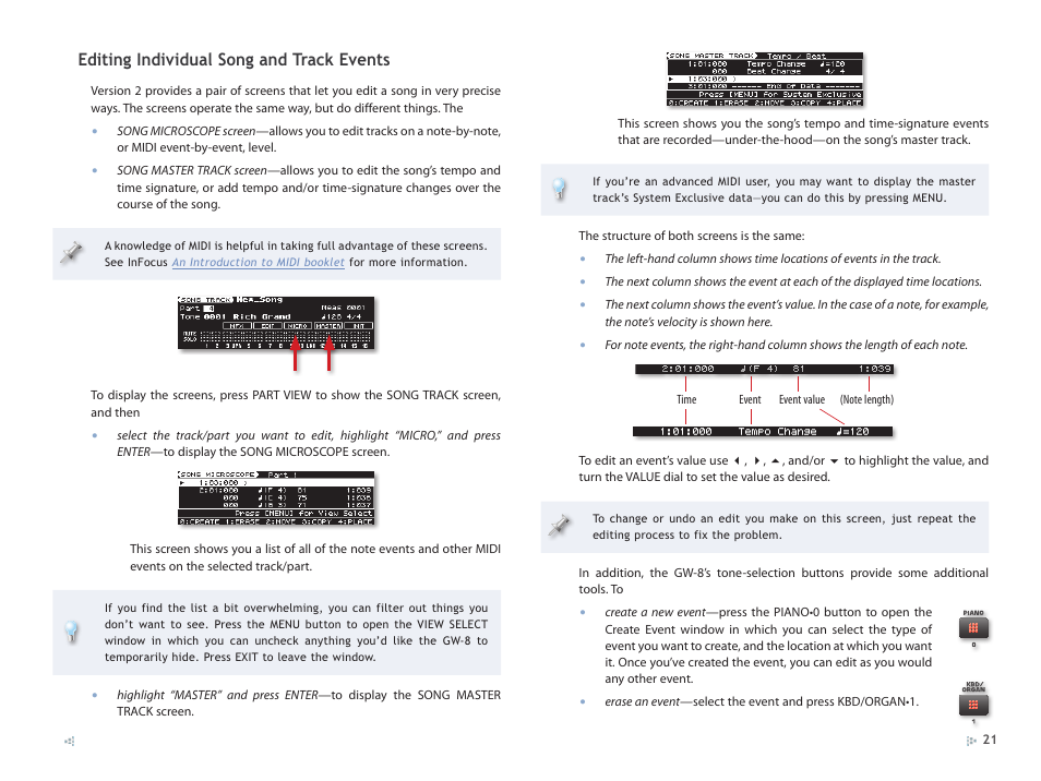 Editing individual song and track events | Roland GW-8 ReleaseNote 2 User Manual | Page 21 / 32