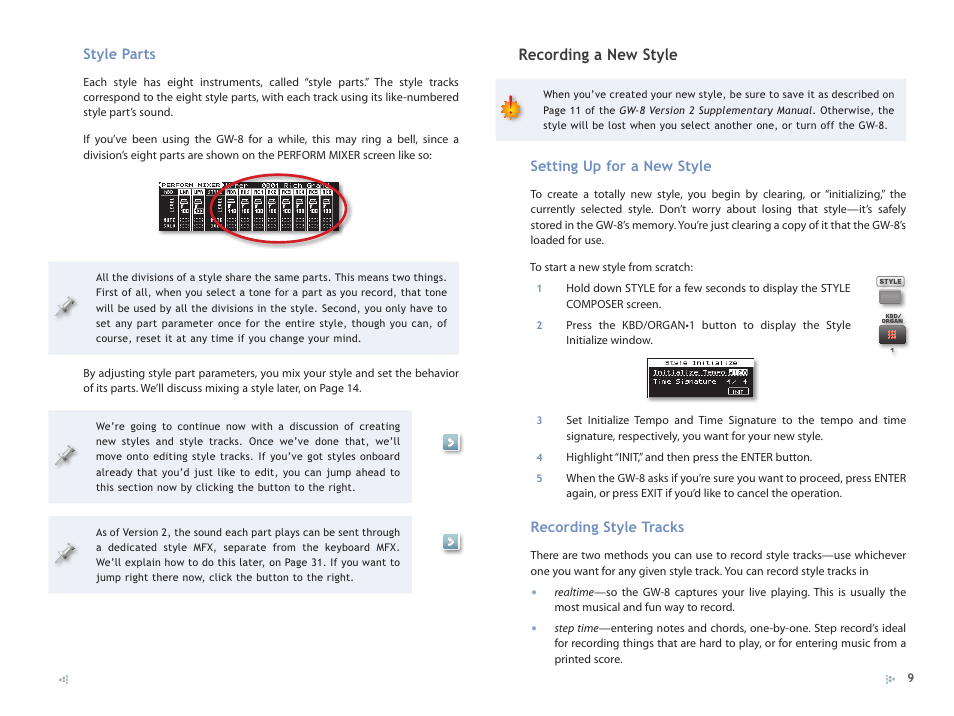 Recording a new style | Roland GW-8 ReleaseNote 2 User Manual | Page 9 / 32