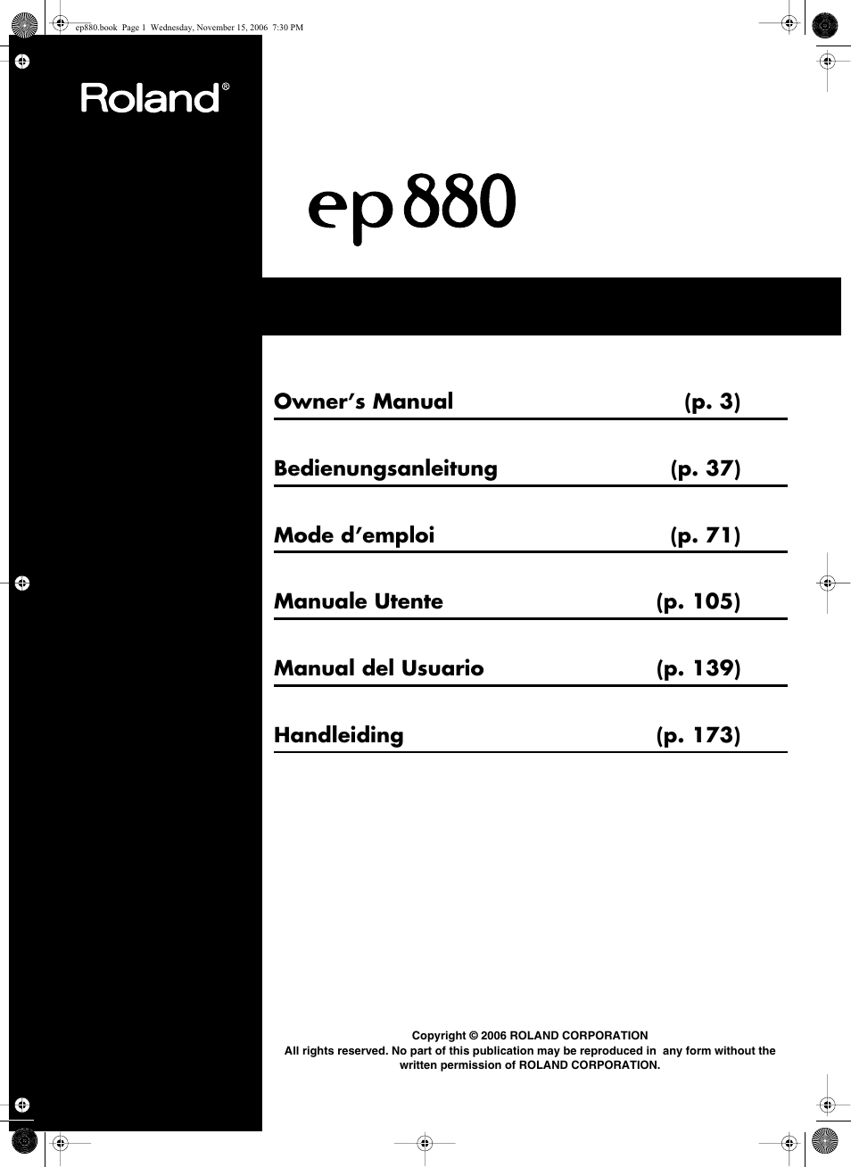 Roland EP-880 User Manual | 216 pages