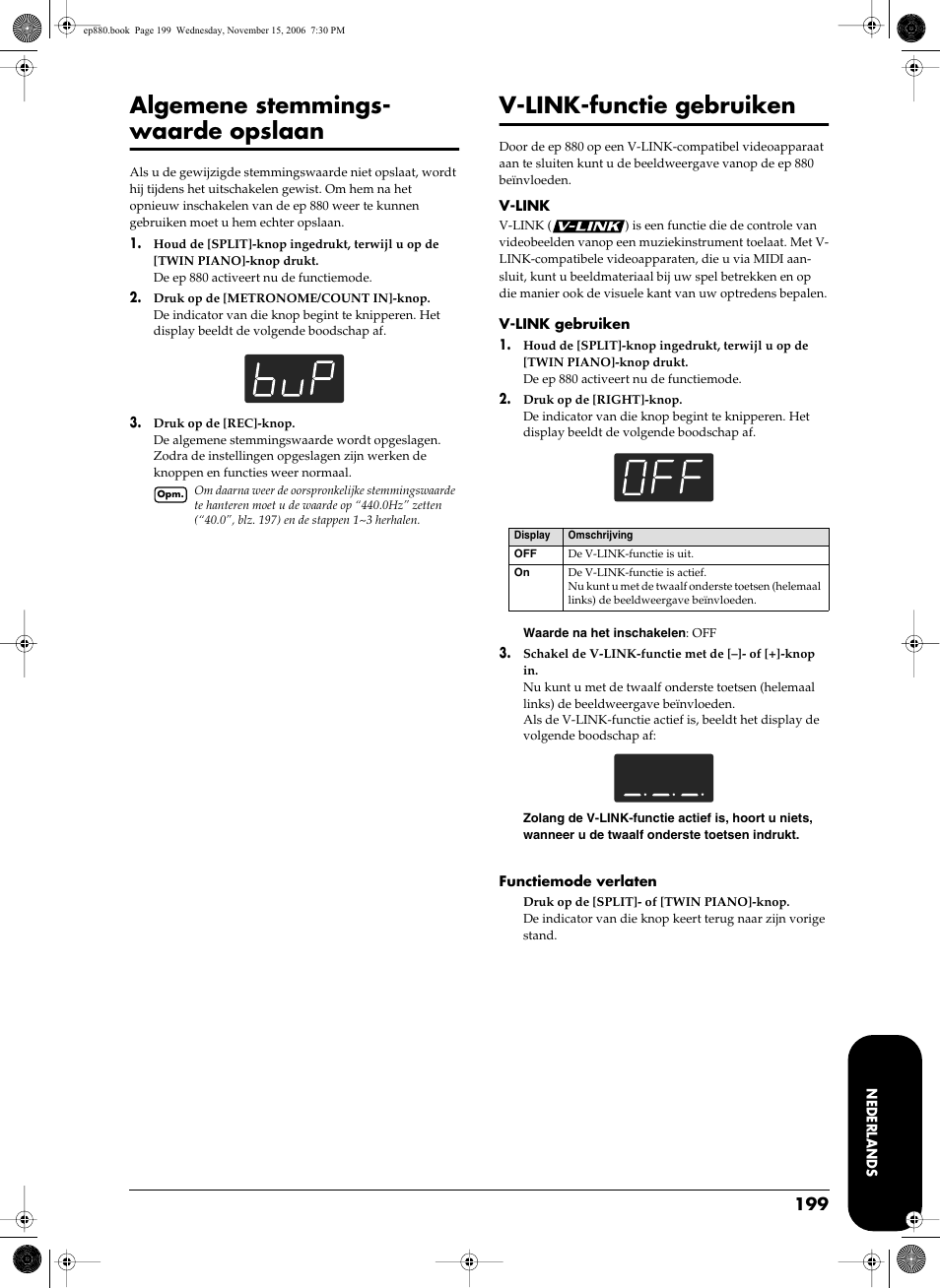 Blz. 199, Algemene stemmings- waarde opslaan, V-link-functie gebruiken | Roland EP-880 User Manual | Page 199 / 216