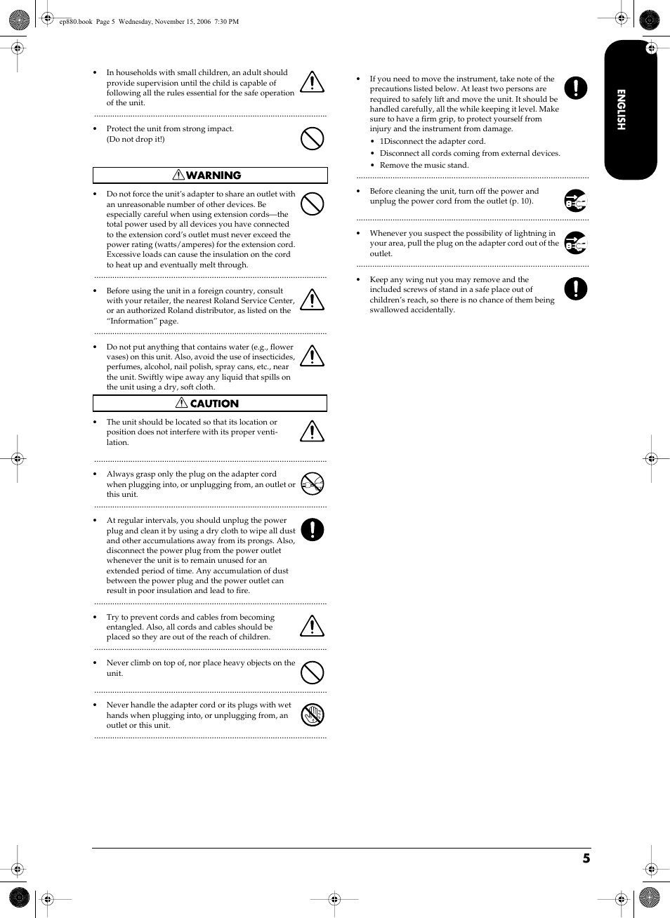 Roland EP-880 User Manual | Page 5 / 216