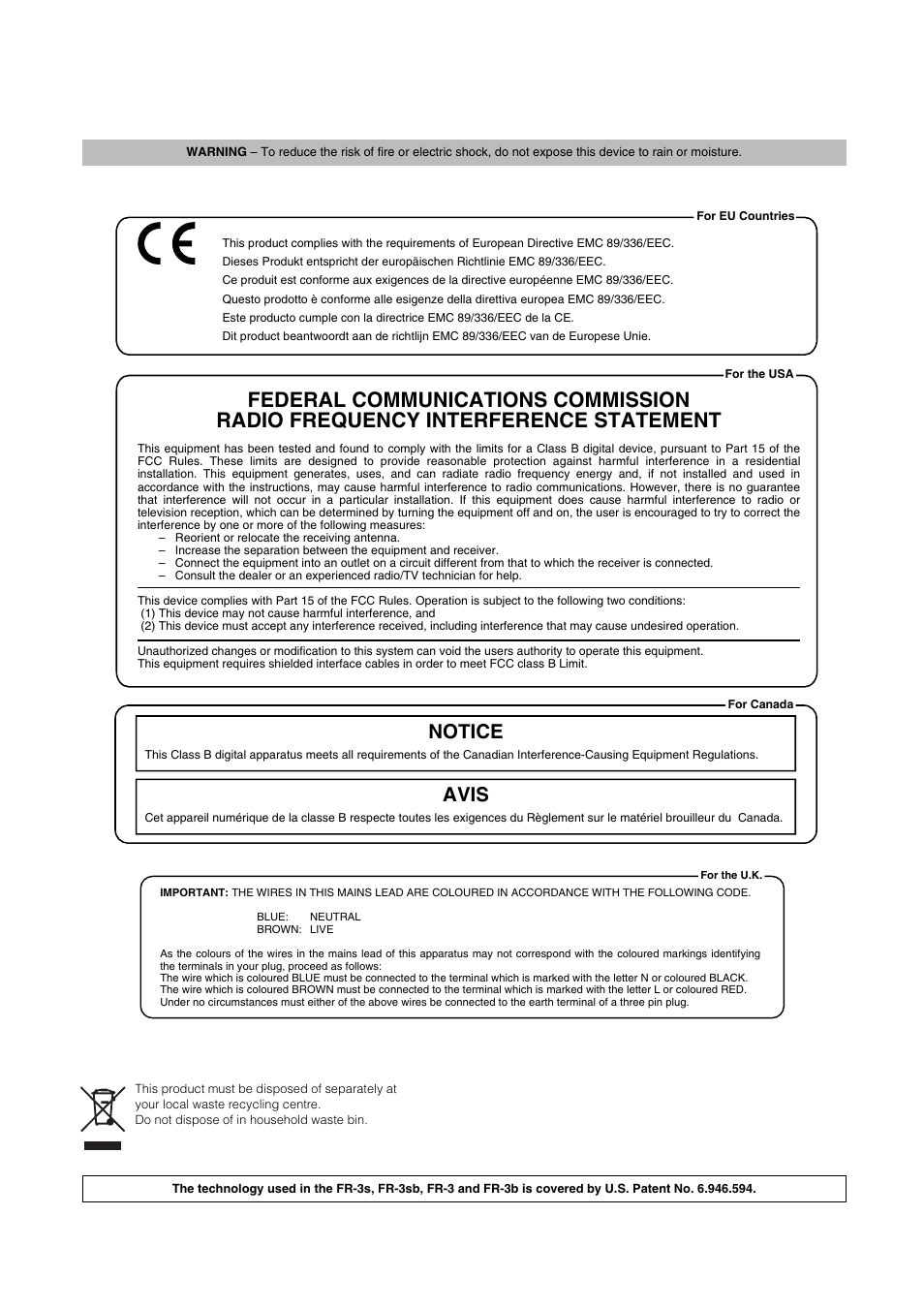 Notice avis | Roland FR-3sb User Manual | Page 2 / 66
