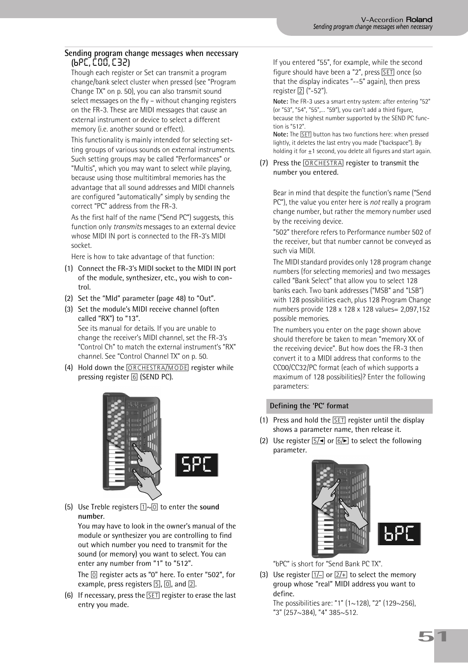 Sending program change messages when necessary | Roland FR-3sb User Manual | Page 51 / 66