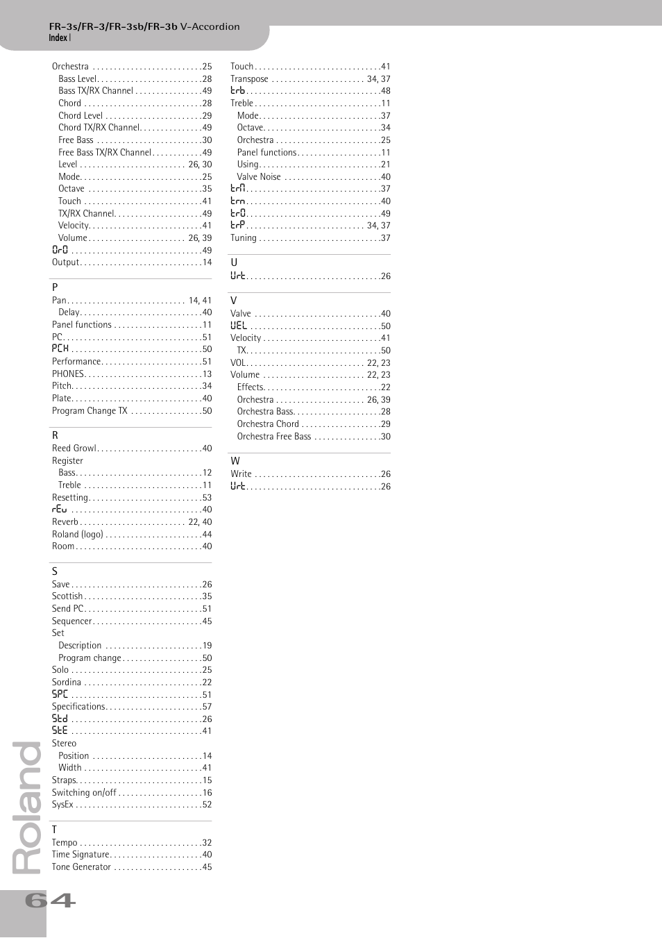 Roland FR-3sb User Manual | Page 64 / 66