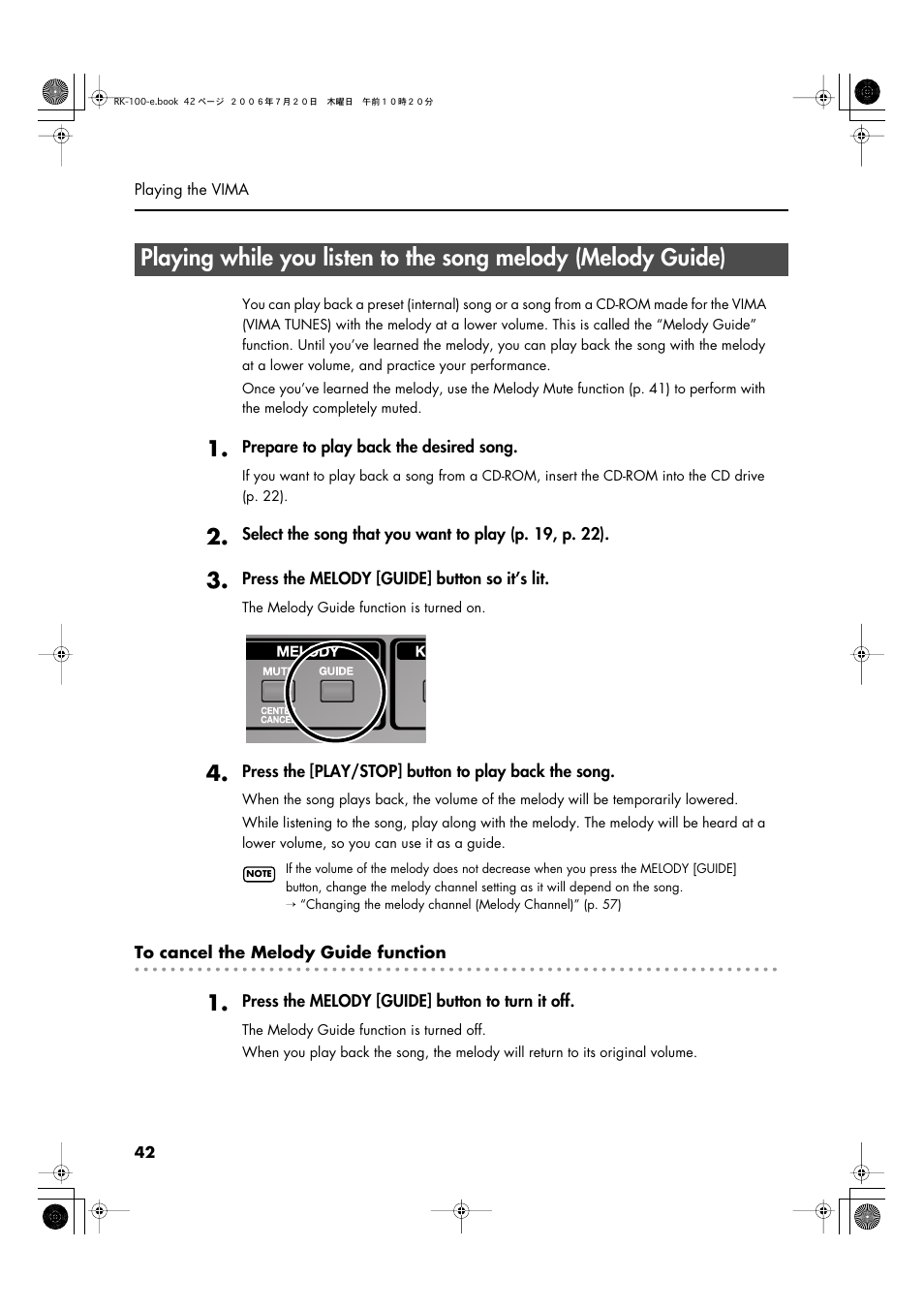 Roland VIMA RK-100 User Manual | Page 42 / 76