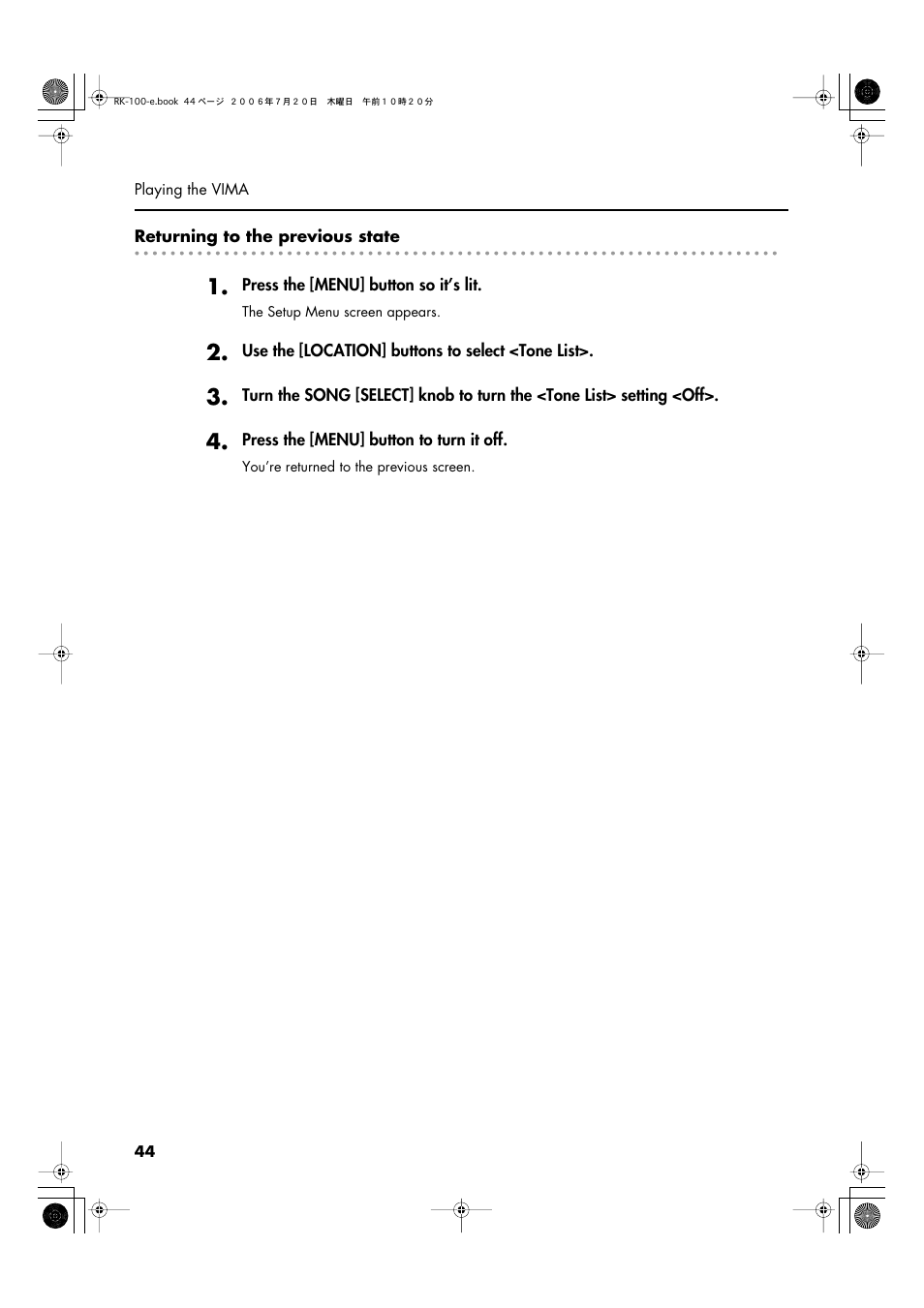 Roland VIMA RK-100 User Manual | Page 44 / 76