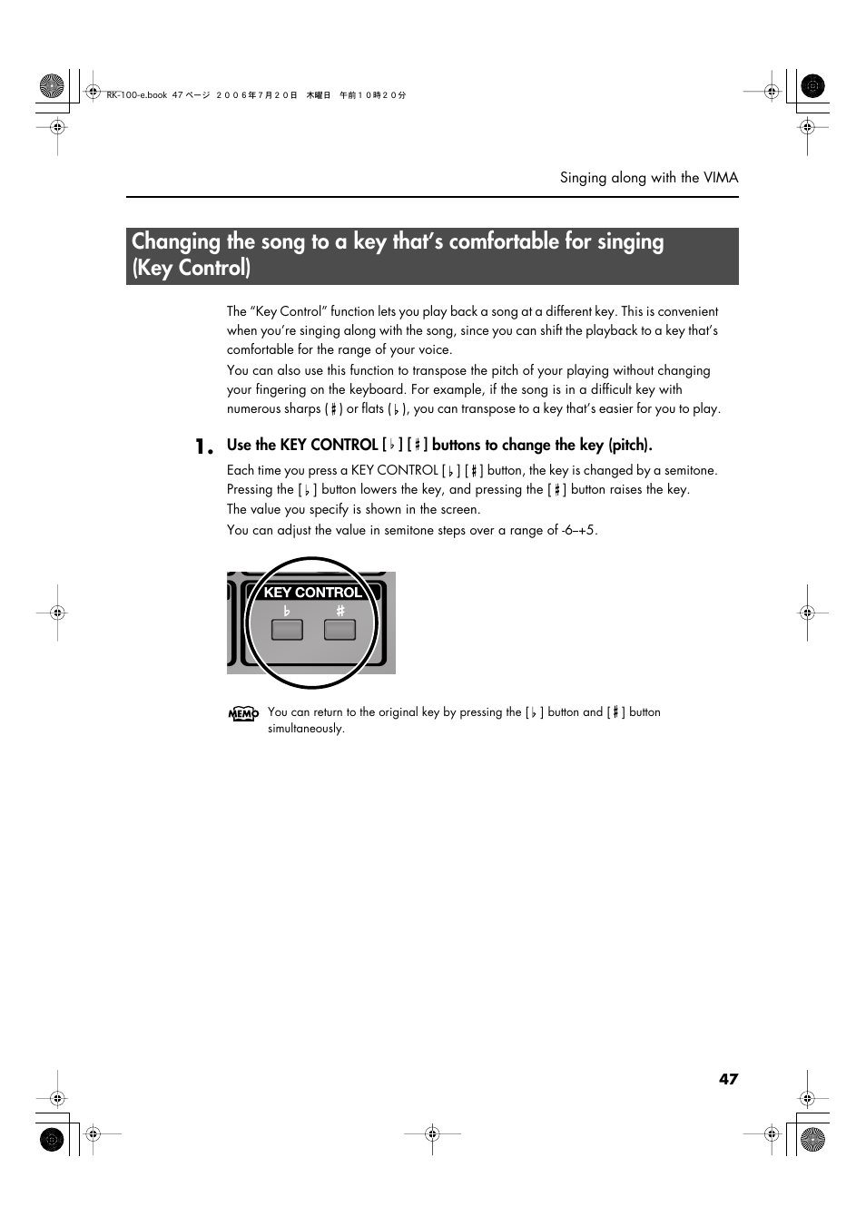 Song (p. 47) | Roland VIMA RK-100 User Manual | Page 47 / 76