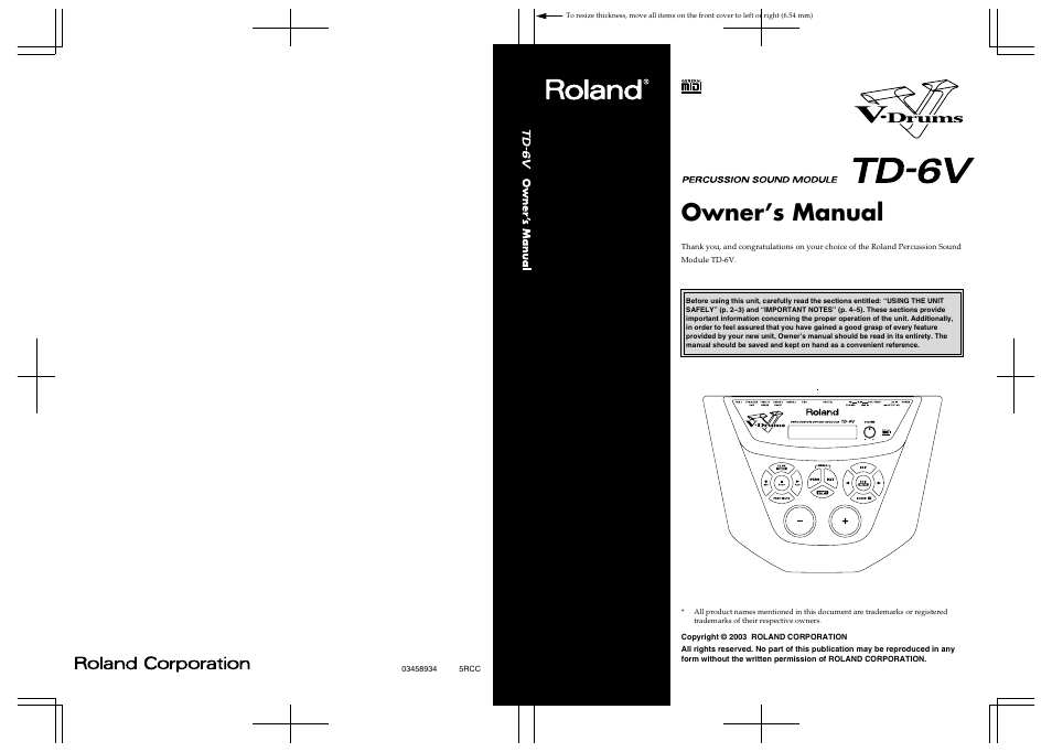 Roland TD-6V User Manual | 148 pages