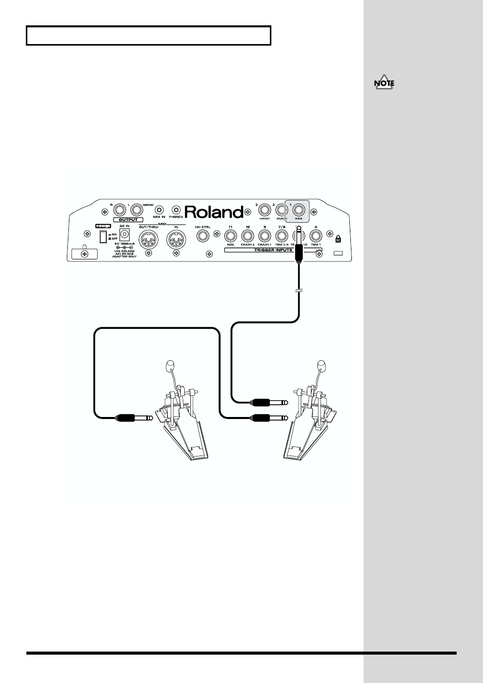 Connecting two kick trigger units, Td-6 rear panel | Roland TD-6 User Manual | Page 22 / 160