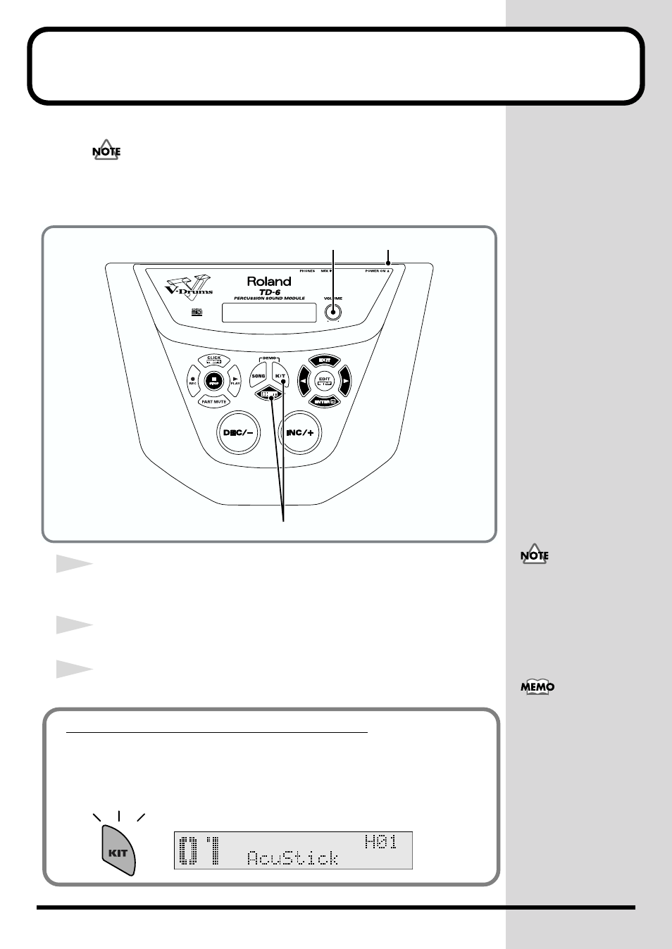 Turning on/off the power, Switch turns the power on/off (p. 24) | Roland TD-6 User Manual | Page 24 / 160