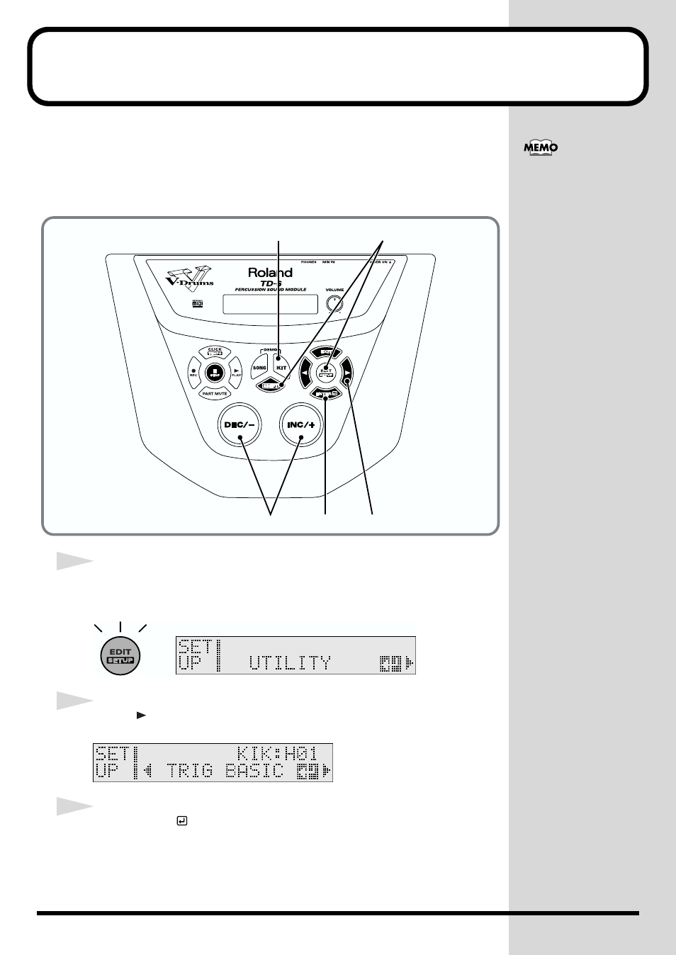 Adjusting the sensitivity of the pad | Roland TD-6 User Manual | Page 32 / 160