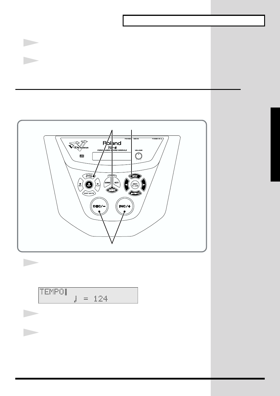 Temporarily changing the tempo of a song | Roland TD-6 User Manual | Page 49 / 160