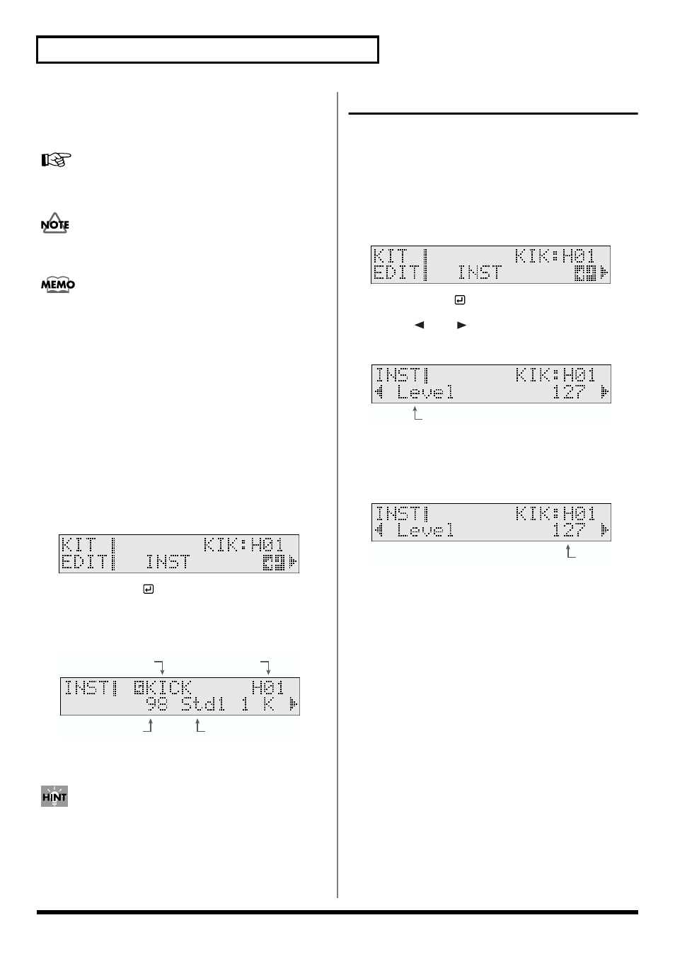 Choosing an instrument (inst), Instrument settings (inst) | Roland TD-6 User Manual | Page 60 / 160