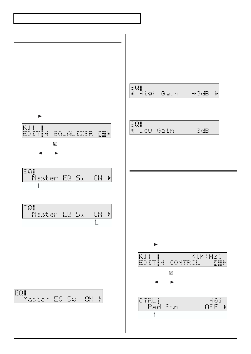 Equalizer settings (equalizer), Adjusting the sound (high gain, low gain), Settings for various functions (control) | Roland TD-6 User Manual | Page 64 / 160