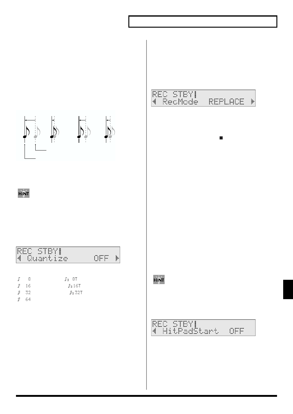 Quantize during recording (quantize) | Roland TD-6 User Manual | Page 95 / 160