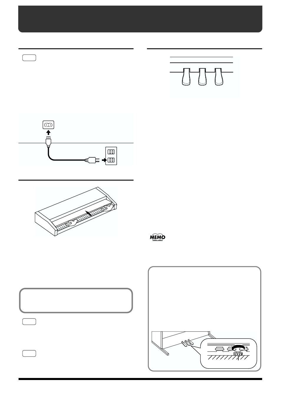 Getting started, Connecting the power cord, Opening and closing the lid | About the pedals | Roland HP 237R User Manual | Page 10 / 44