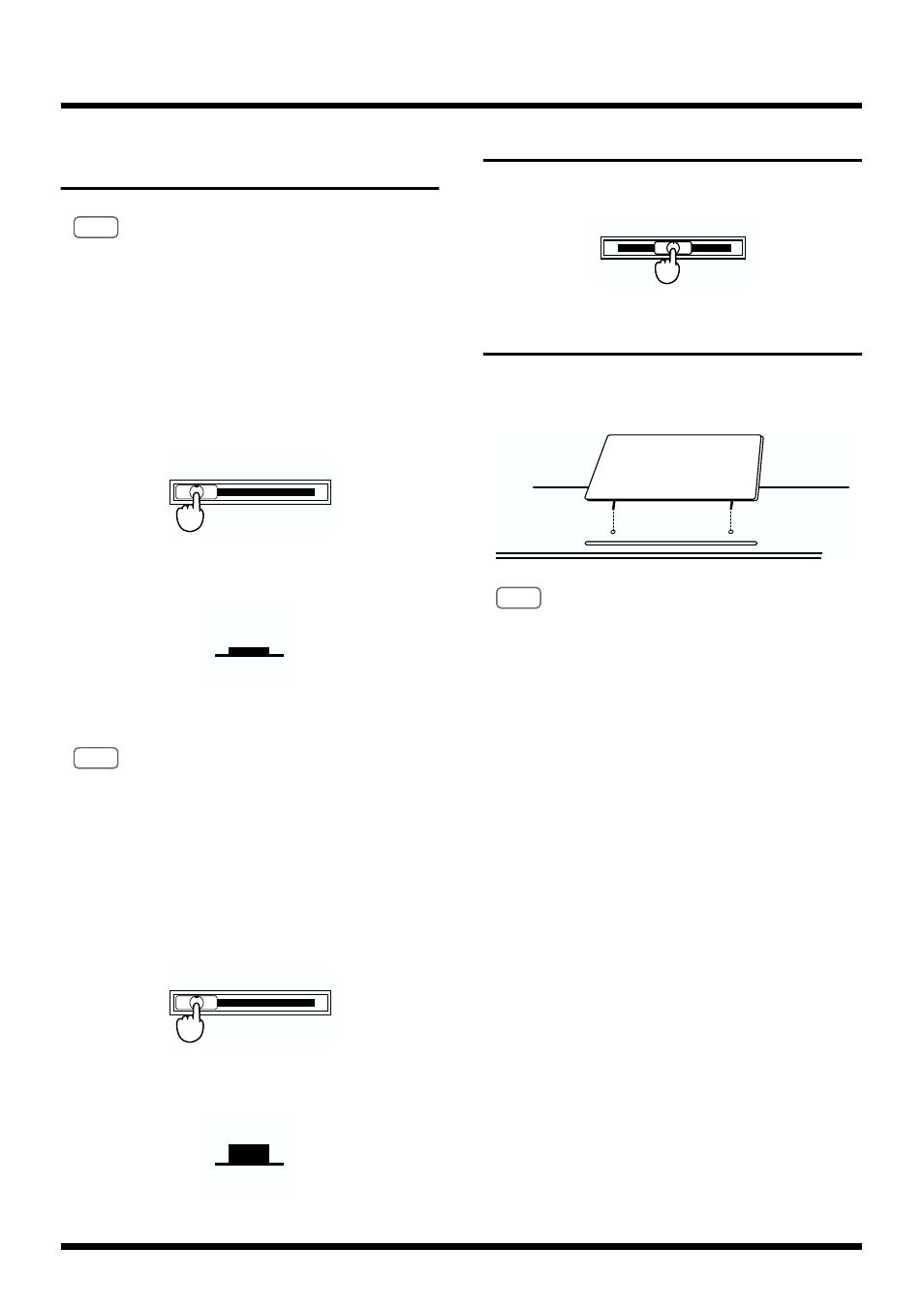 Turning the power on and off, Turning on the power, Turning off the power | Adjusting the volume, Setting the music stand, Pressed to switch the power on and off (p. 11), Adjusts the overall volume (p. 11) | Roland HP 237R User Manual | Page 11 / 44