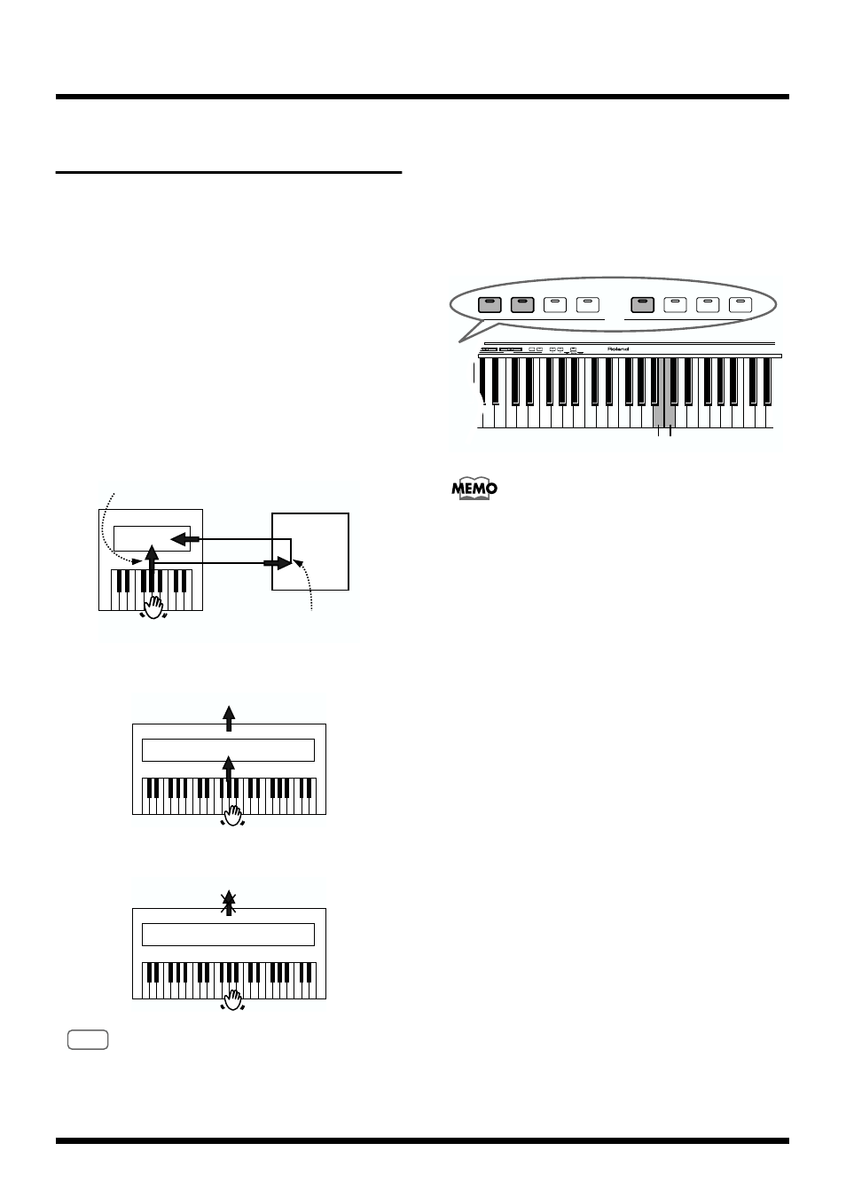 Cautions when connecting an external midi device, Switching local on/off, Connecting to midi devices | This sets it to local on, This sets it to local off | Roland HP 237R User Manual | Page 32 / 44