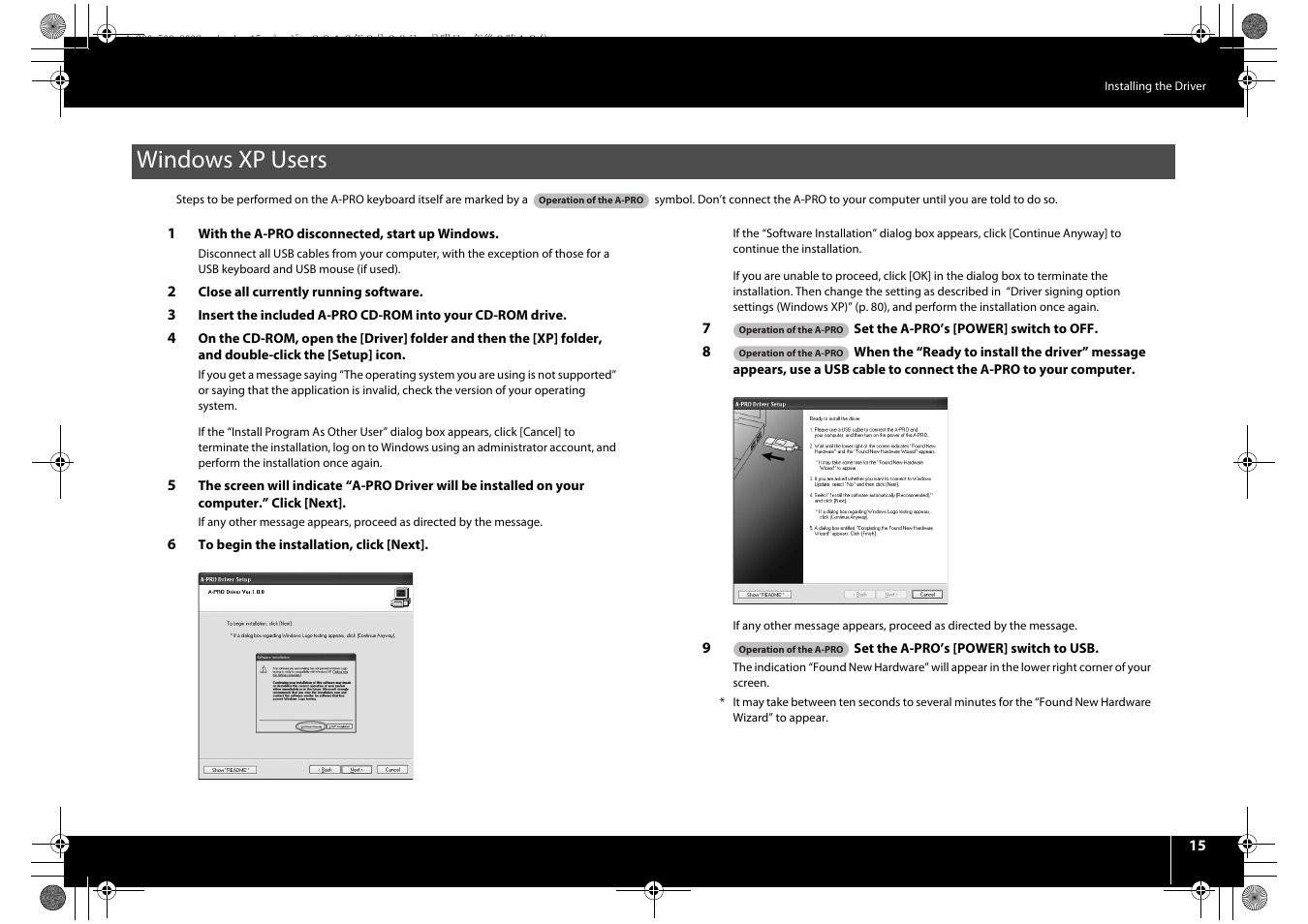 Windows xp users | Roland cakewalk A-800PRO User Manual | Page 15 / 92