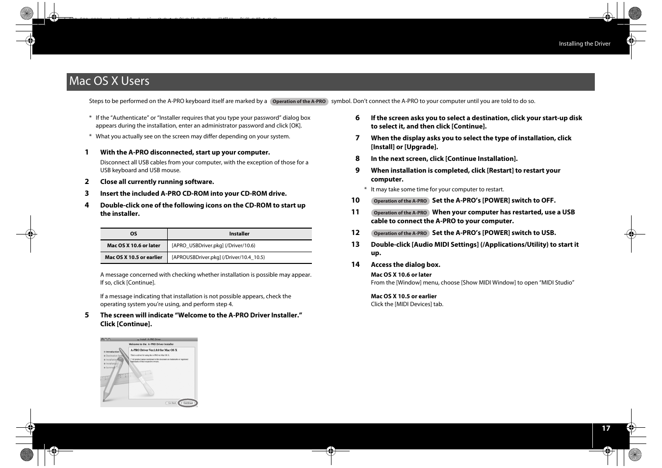 Mac os x users | Roland cakewalk A-800PRO User Manual | Page 17 / 92