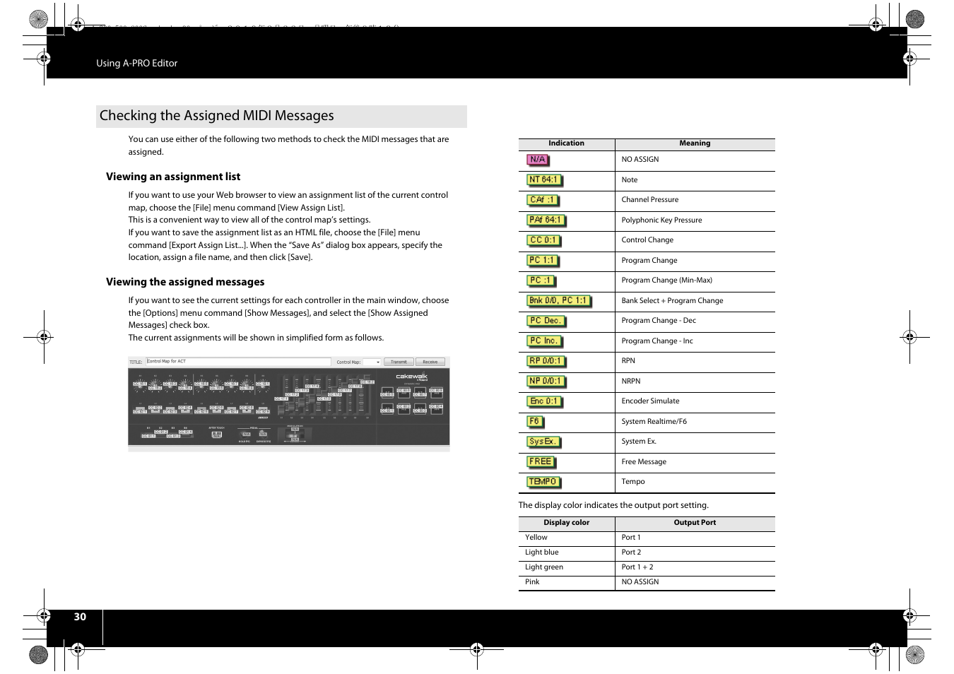 Checking the assigned midi messages | Roland cakewalk A-800PRO User Manual | Page 30 / 92