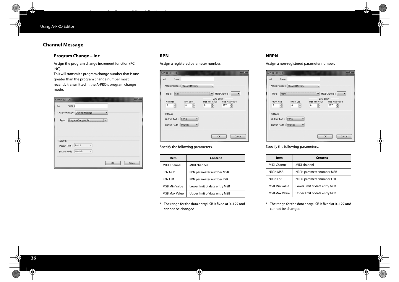 Channel message | Roland cakewalk A-800PRO User Manual | Page 36 / 92